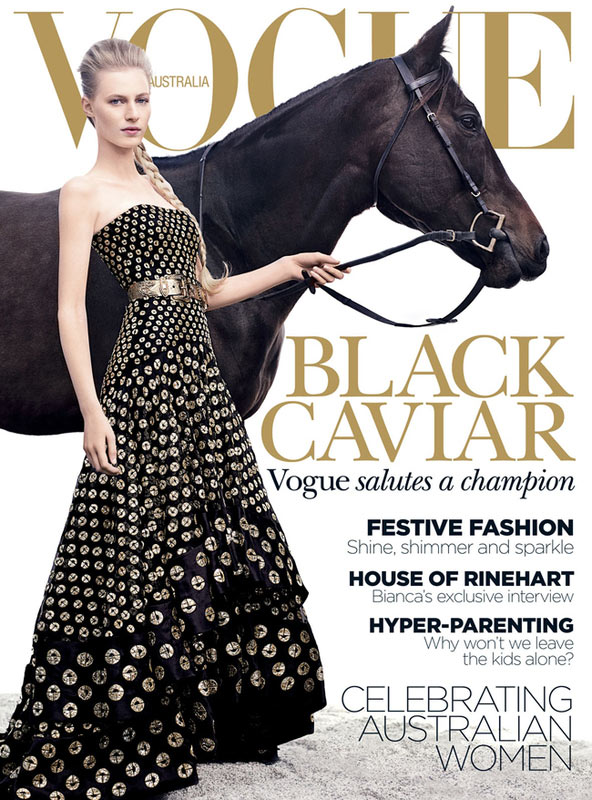 www.lacavalieremasquee.com | Benny Horne for Vogue Australia December 2012 w/ Julia Nobis & Black Caviar