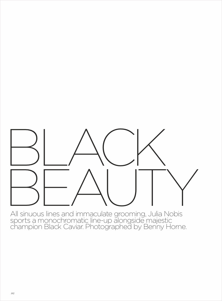 www.lacavalieremasquee.com | Benny Horne for Vogue Australia December 2012 w/ Julia Nobis & Black Caviar