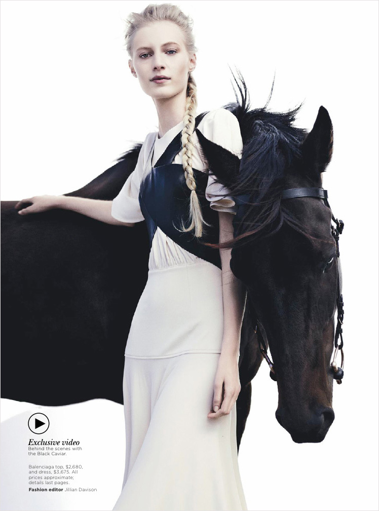 www.lacavalieremasquee.com | Benny Horne for Vogue Australia December 2012 w/ Julia Nobis & Black Caviar