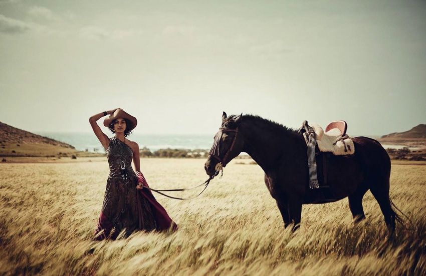 www.lacavalieremasquee.com | Boo George for Vogue Spain July 2017 w/ Imaan Hammam