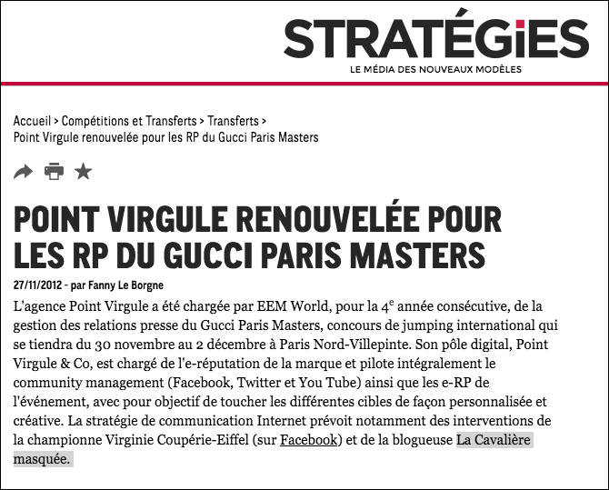 www.lacavalieremasquee.com | Stratégies: Gucci Paris Masters